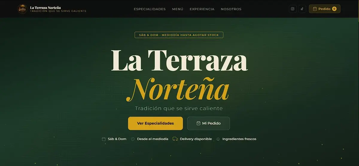 Web de La Terraza Norteña: carta digital con pedidos por WhatsApp